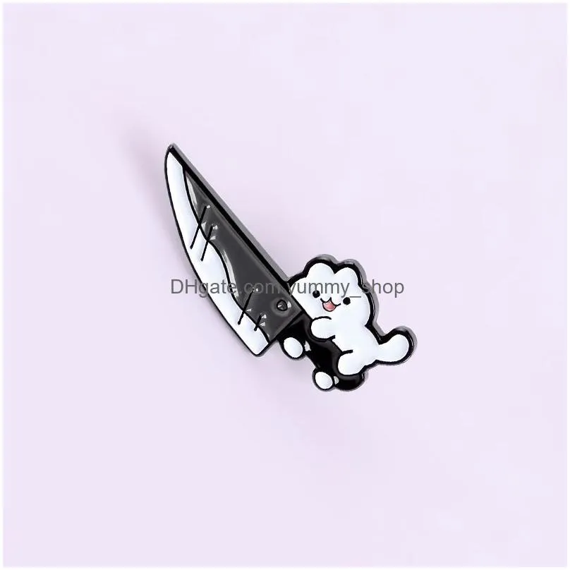 cartoon cute cat knife funny dagger shape women brooches simplicity -enamel pin lapel badges brooch jewelry exquisite personality