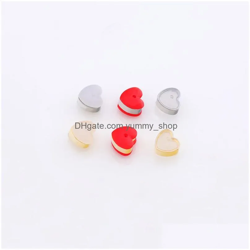 classic heart soft silicone stainless steel earring ear plug for women men diy parts jewelry accessories