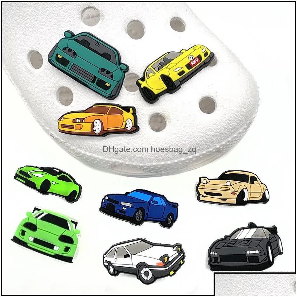 Shoe Parts Accessories Shoes Sports Racing Cars Croc Charms Buckle Charm Clog Pins Buttons Drop Delivery 2021 Yylrg