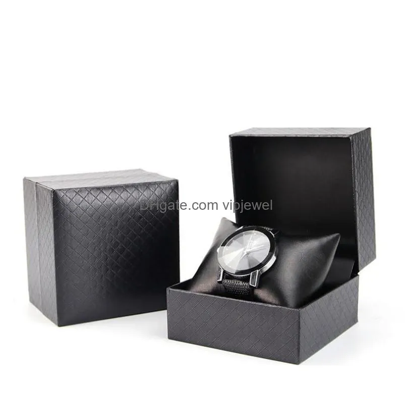 personalized black leather watch cases holder organizer watches display box bracelet jewelry boxes storage for woman man gift