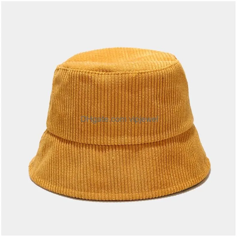 winter classic corduroy stingy brim hat outdoor harajuku fishing bucket hats for female male unisex casual cap