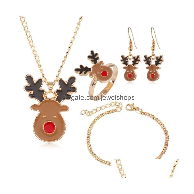 cartoon drip color christmas tree christmas gift earrings necklace bracelet jewelry sets