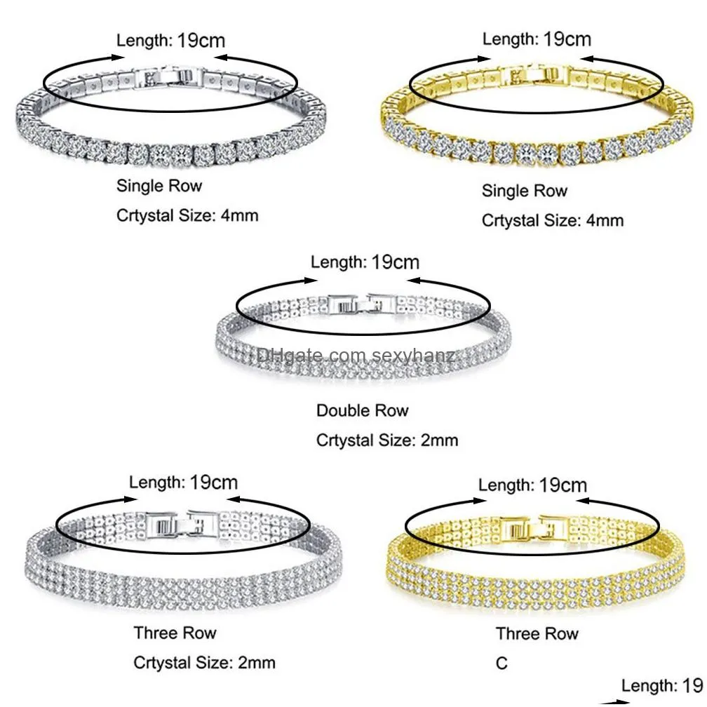 fashion cubic zirconia tennis bracelets bangle gold silver color charm bracelet for women bridal wedding party jewelry