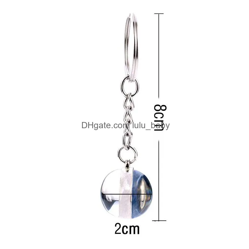 luminous keychain 12 constellation key ring starry sky time stone glass ball accessories pendant gifts