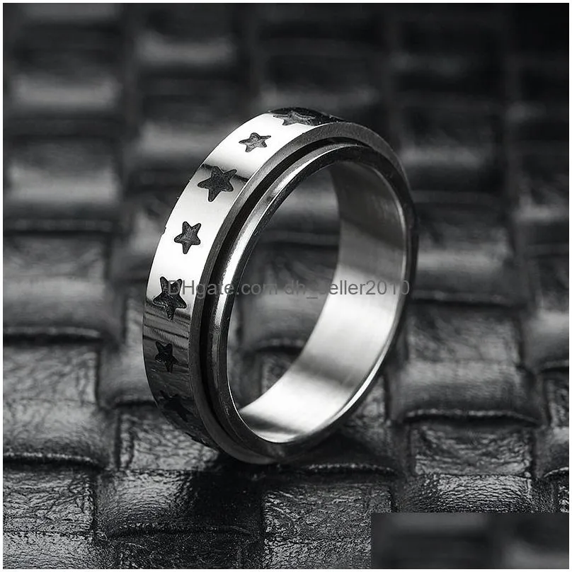 rotatable stainless steel spinner ring for women mens fidget band rings moon star celtic stress relieving wide wedding anxiety