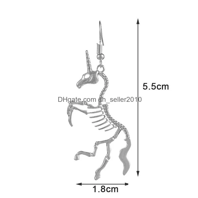 women vintage cartoon personality unicorn skeleton alloy pendant necklaces fashion jewelry