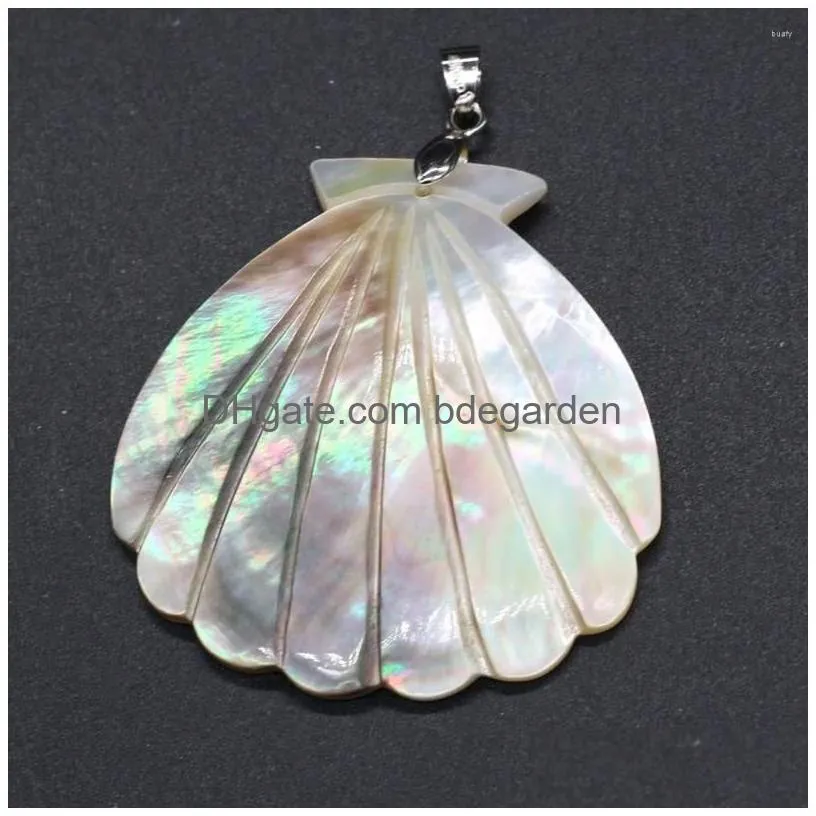 pendant necklaces natural mother-of-pearl art pendants scallop shape shell for trendy jewelry making diy necklace earrings crafts