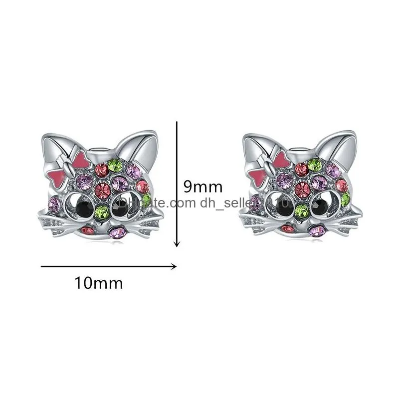 fashion unicorn cat stud earrings women gilrs colorful zircon ear jewelry children accessories
