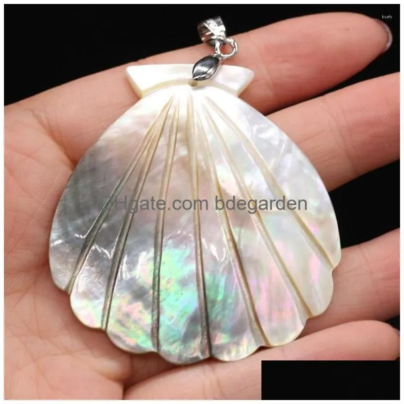 pendant necklaces natural mother-of-pearl art pendants scallop shape shell for trendy jewelry making diy necklace earrings crafts