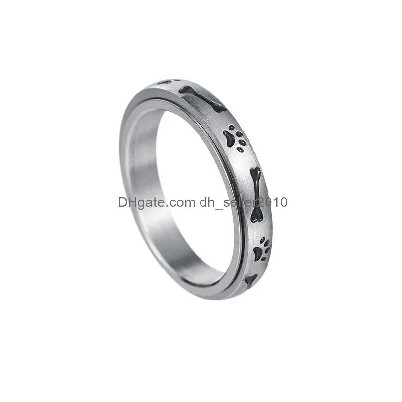 4mm anxiety ring for women men moon fidgets rings trend punk rings jewelry stainless steel anti stress ring rotate gift