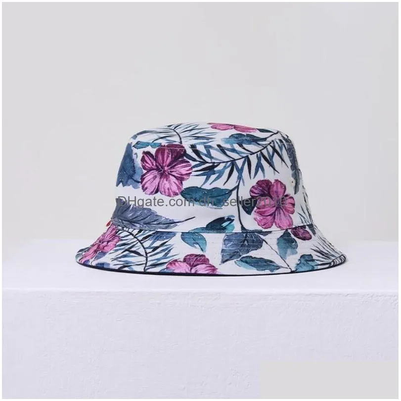 double-sided 3d print fishman hats stingy brim cartoon reversible bucket hat for women men summer girls travel boy