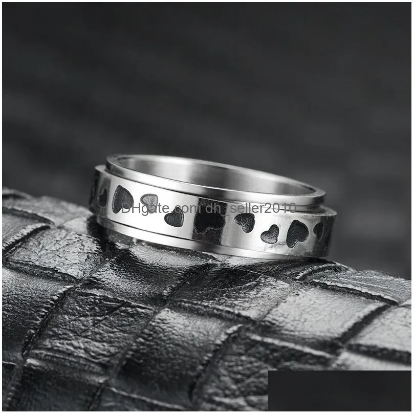 rotatable stainless steel spinner ring for women mens fidget band rings moon star celtic stress relieving wide wedding anxiety