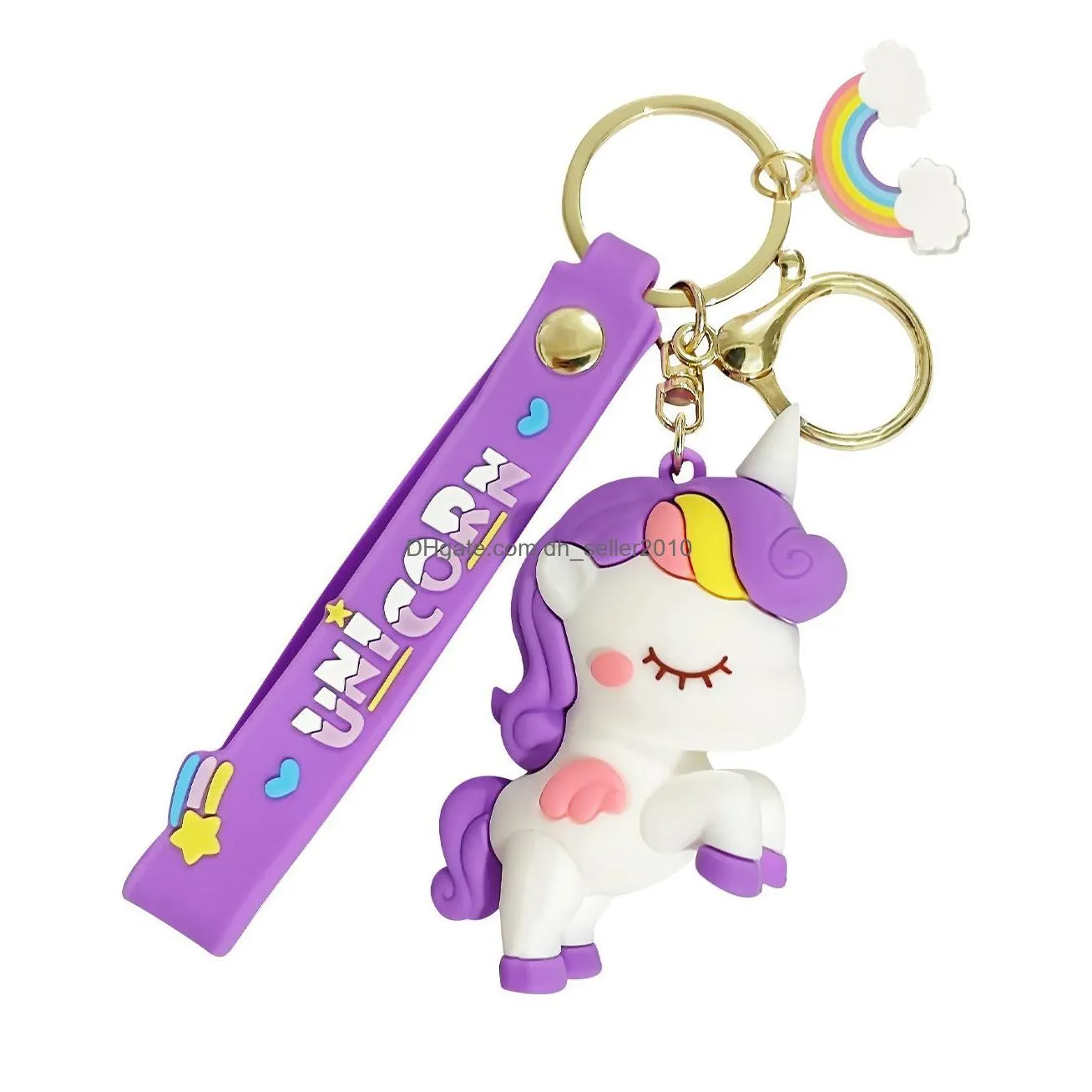 personality cute keychain charm unicorn pendant for women bag car key chain mobile phone fine jewelry keyring kids girl gift