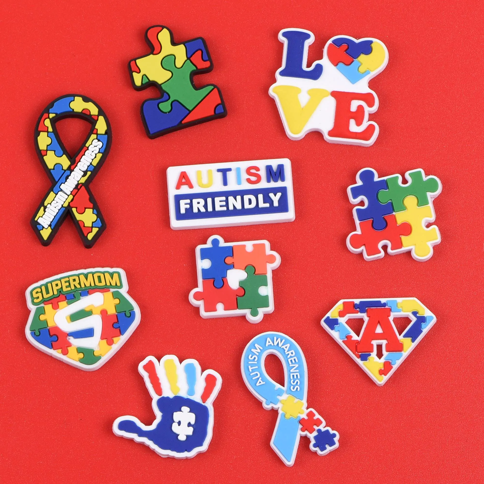 autism awareness puzzle shoe charms decoration with wristband bracelet for kids boy girls adults men women