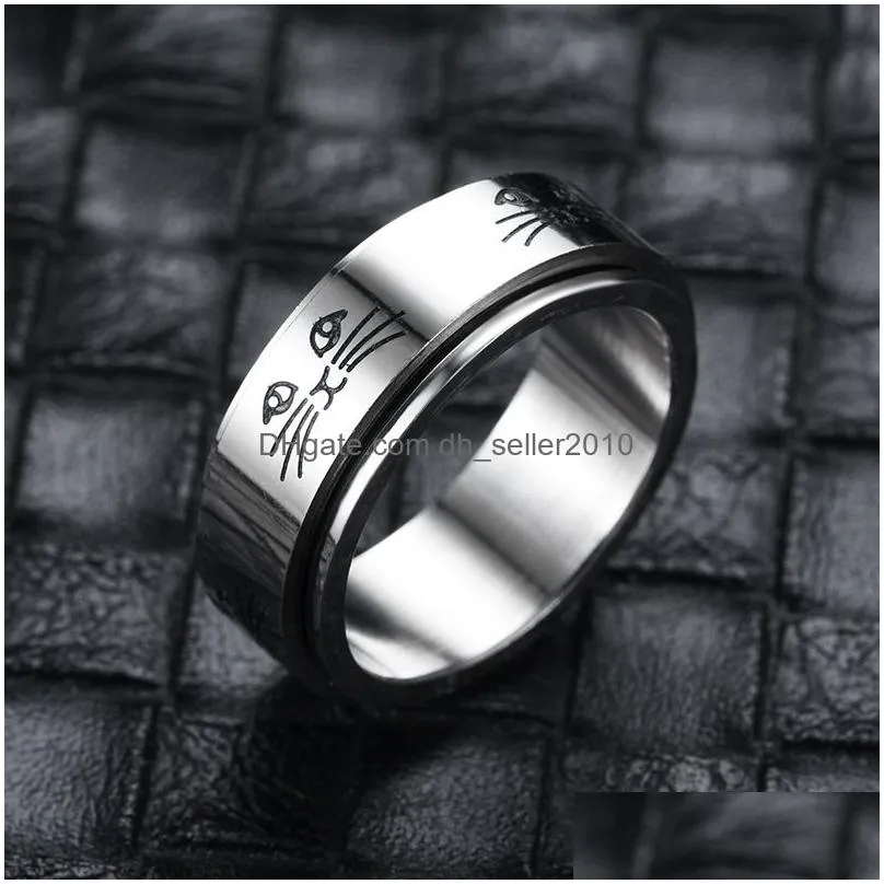rotatable stainless steel spinner ring for women mens fidget band rings moon star celtic stress relieving wide wedding anxiety