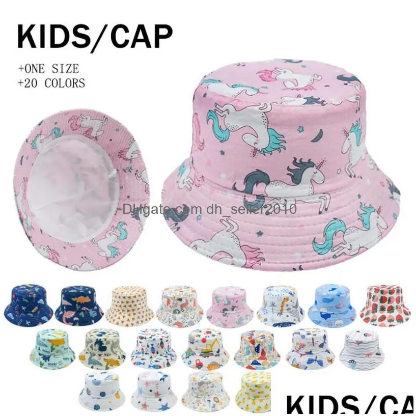 baby stingy brim hat sunbonnet sun hats fisherman caps floral unicorn print children infant kids spring summer fall 2-6 years old