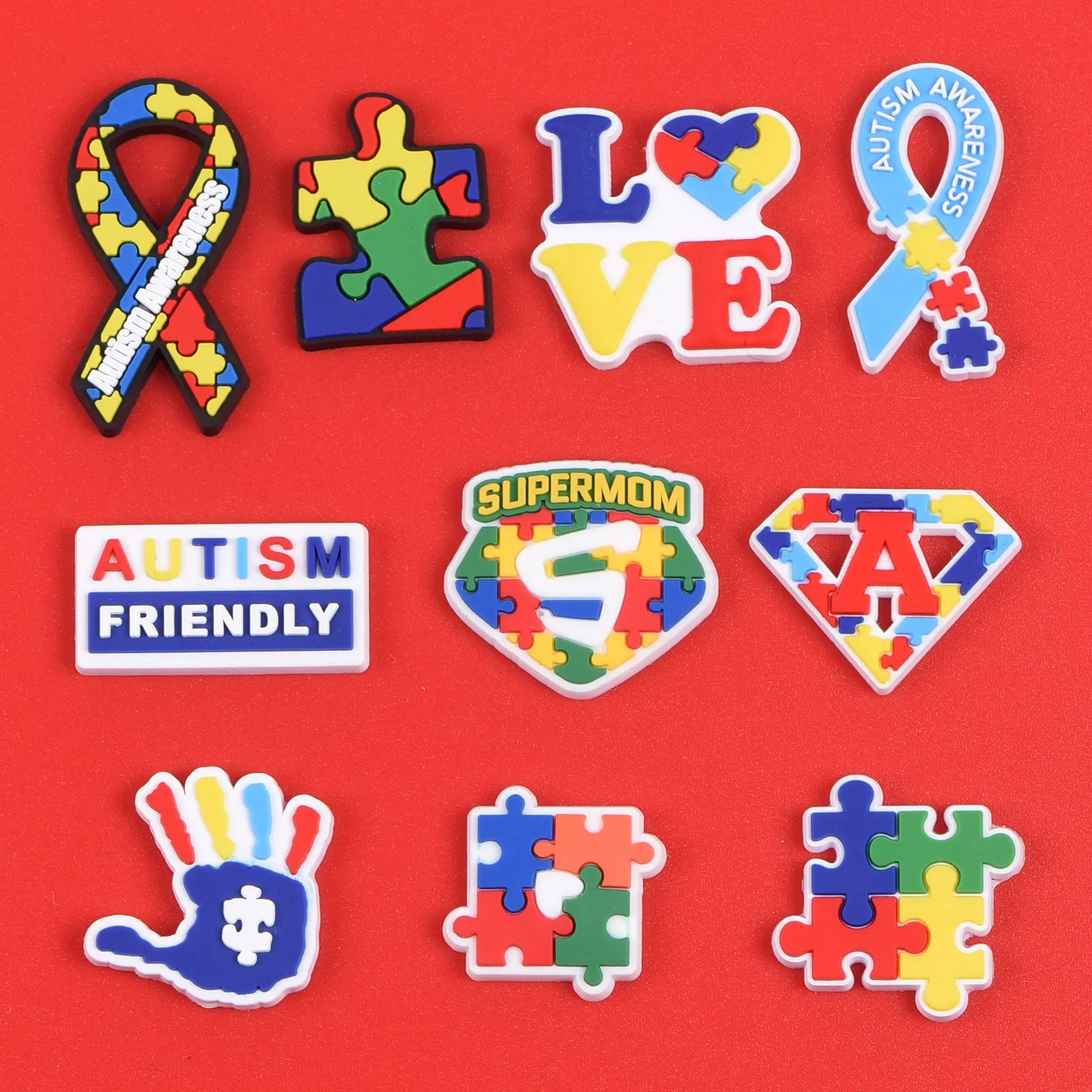 autism awareness puzzle shoe charms decoration with wristband bracelet for kids boy girls adults men women