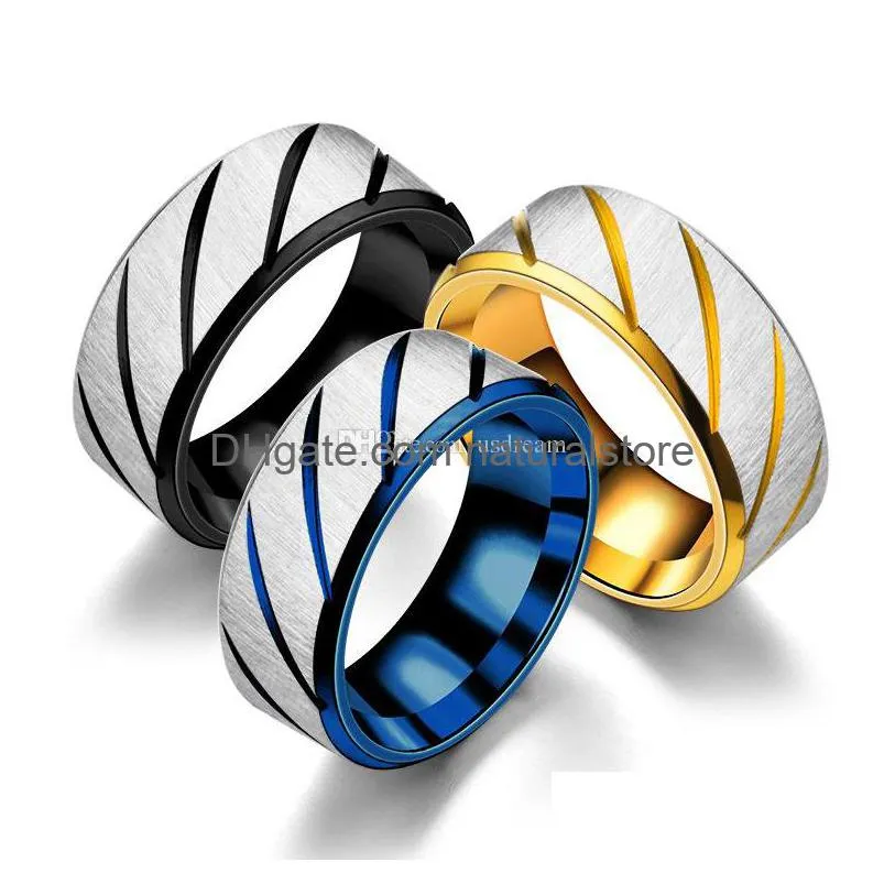 stainless steel cross grain twill ring blue gold couple band rings women mens fashion jewelry gift will and sandy