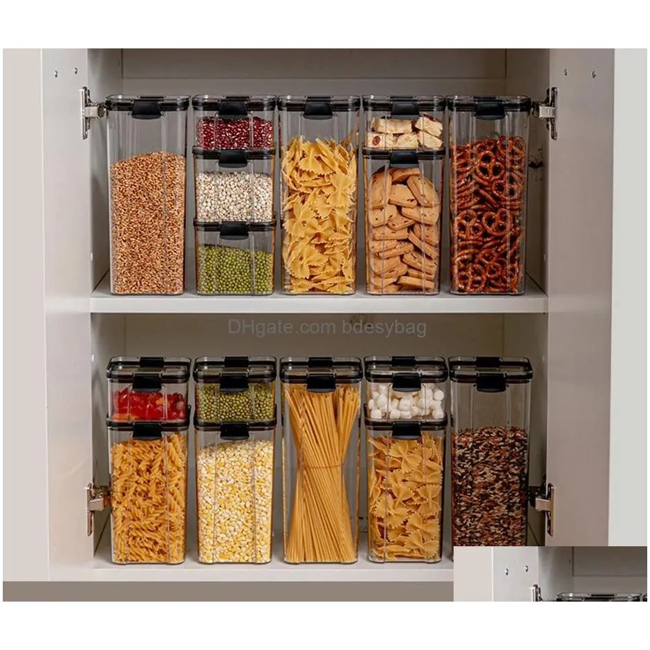 plastic containers sugar flour drys food cereal kitchen dry food organizers