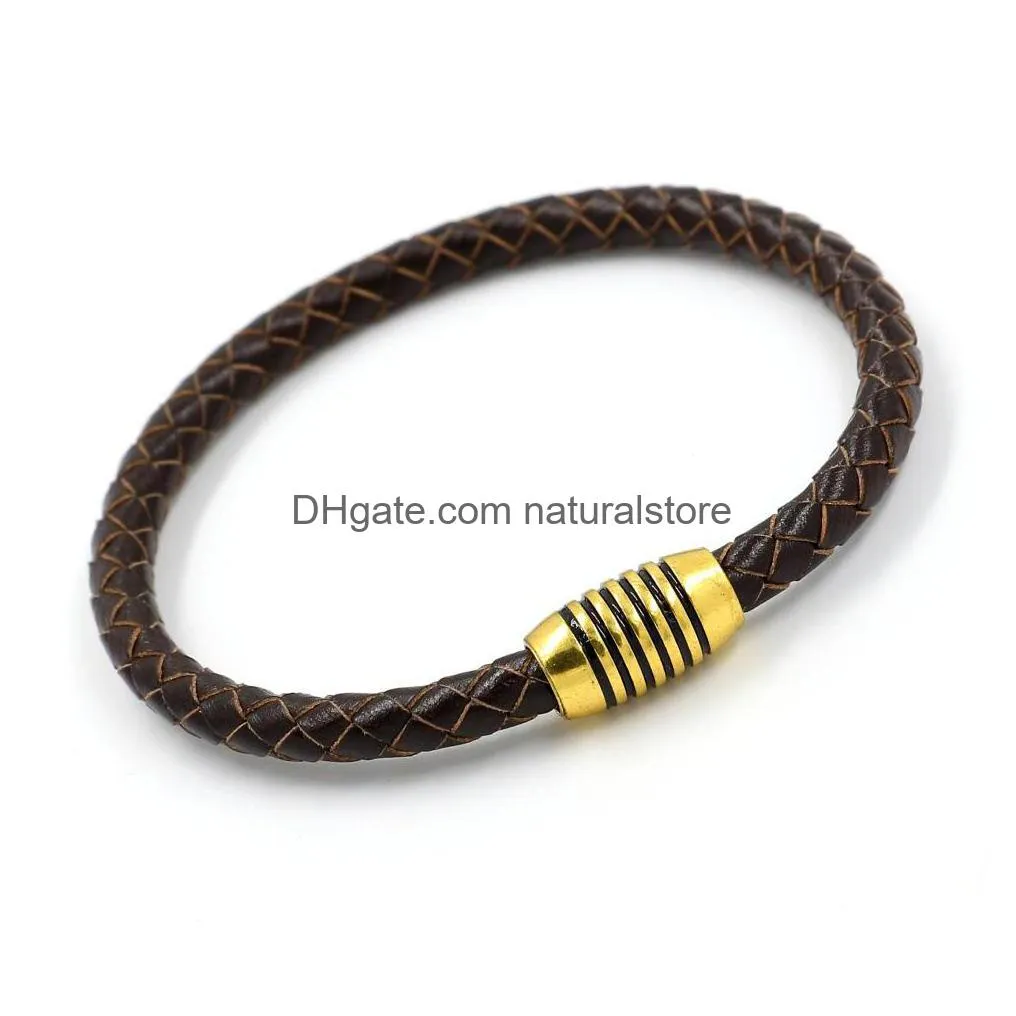 weave leather bracelet charm silver gold magnetic clasp braid bracelets wristband cuff women men fashion jewelry will and sandy drop