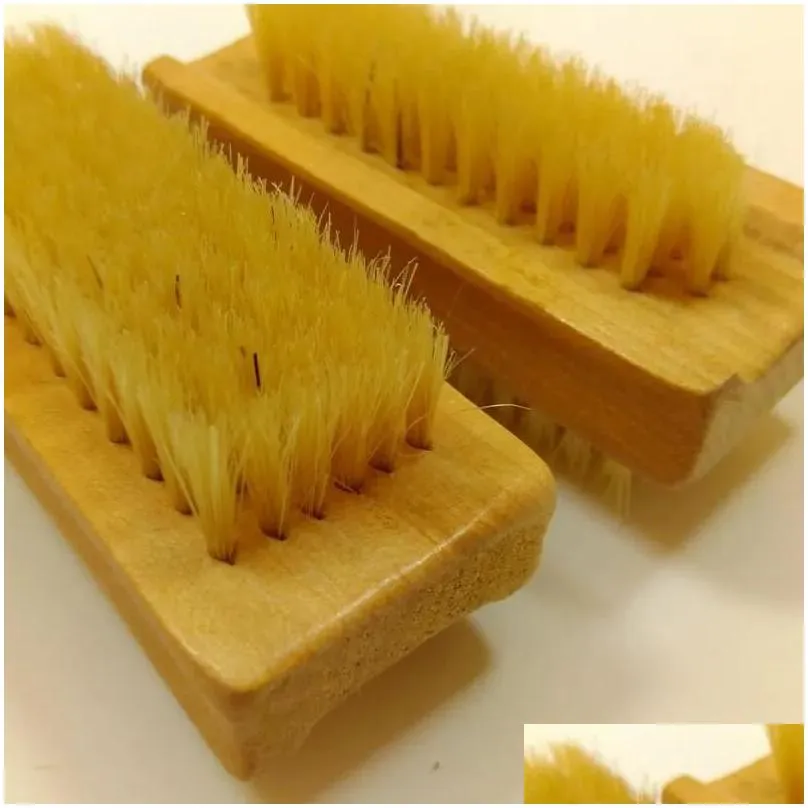 natural boar bristle brush wooden nail brush foot clean brush body massage scrubber make up tools 0525