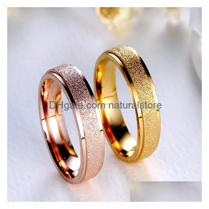 frosted ring band stainless steel dull polish silver gold women mens rings fashion jewelry will and sandy gift