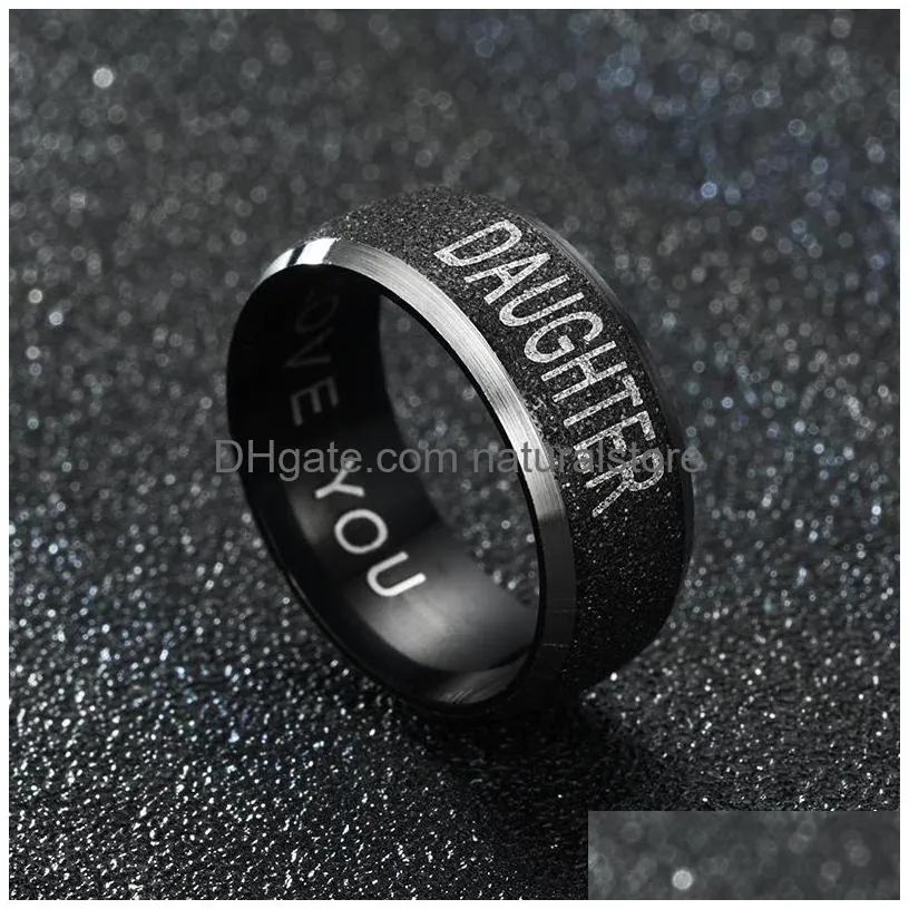 black stainless steel love you mom son daughter ring band women mens rings fashion jewelry gift will and sandy