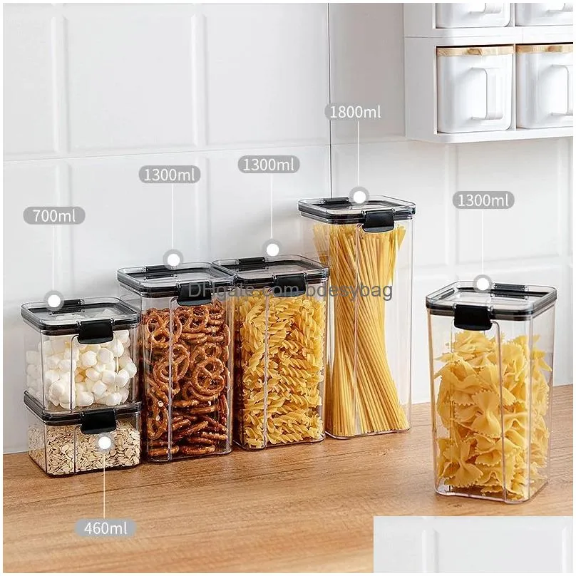 plastic containers sugar flour drys food cereal kitchen dry food organizers