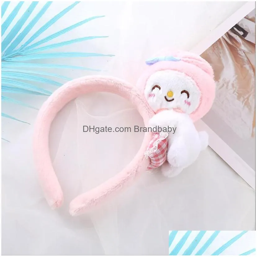 ins fashion kuromi style hair sticks handmade plush melody cinnamoroll design washing face girl kids accessories