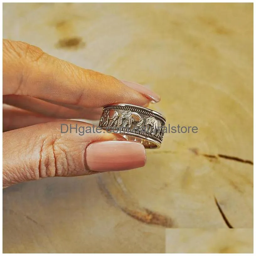 ancient silver animal elephant ring sculpture women men rings band fashion jewelry gift will and sandy