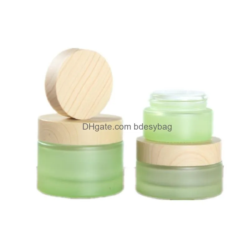 frosted green glass bottle cream jar fine mist spray lotion pump bottles refillable cosmetic container jars 20ml 30ml 40ml 60ml 80ml 100ml