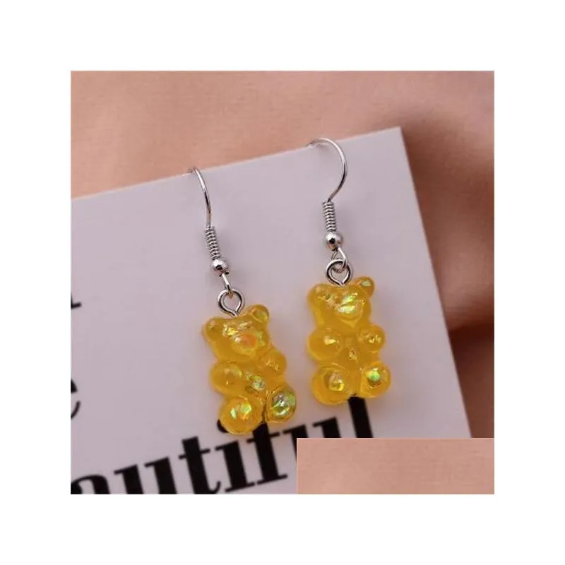 simple cute colorful acrylic animal bear dangle earrings for girls women children birthday gift lovely jewelry gc1026