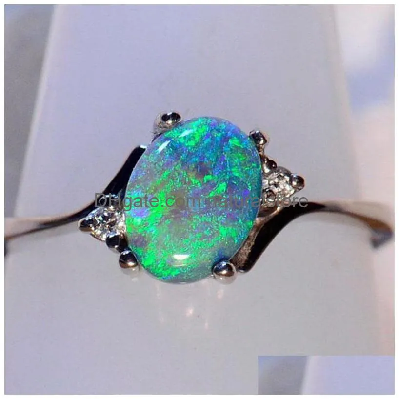 opal diamond ring gemstone engagement wedding ring for women solitaire rings ring fashion jewelry gift