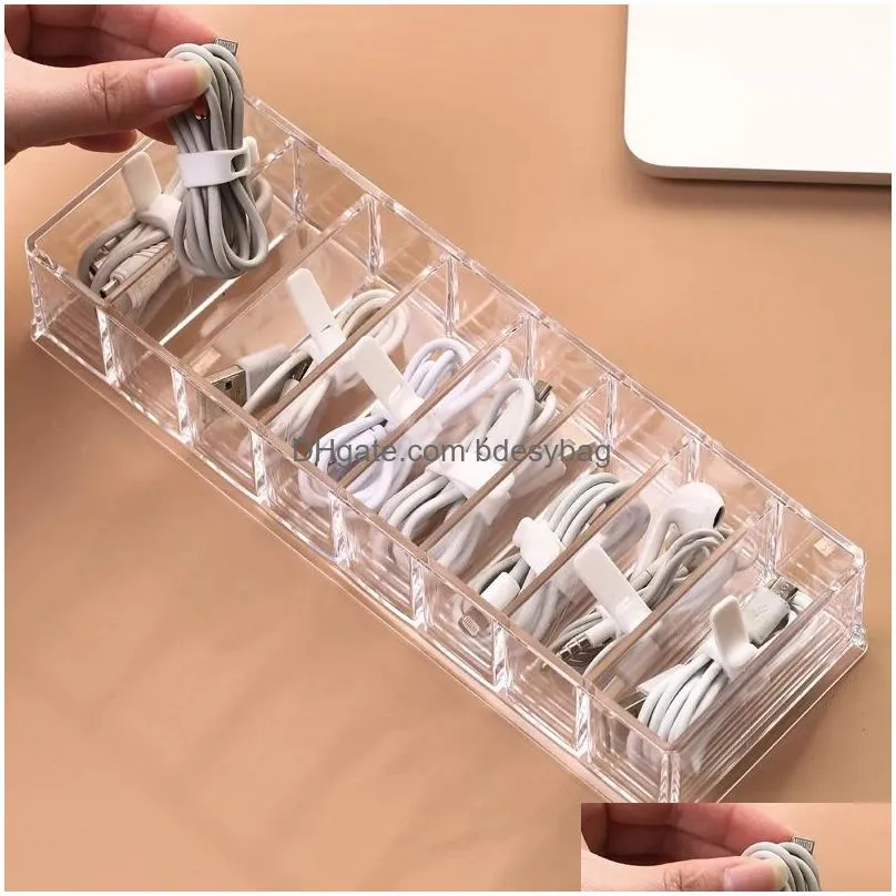 clear electronics organizer boxes 8 capacity management  cord storage organizers