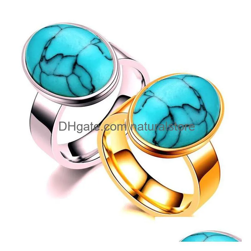 turquoise diamond ring silver gold stainless steel rings women mens band fashion jewelry gift will and sandy