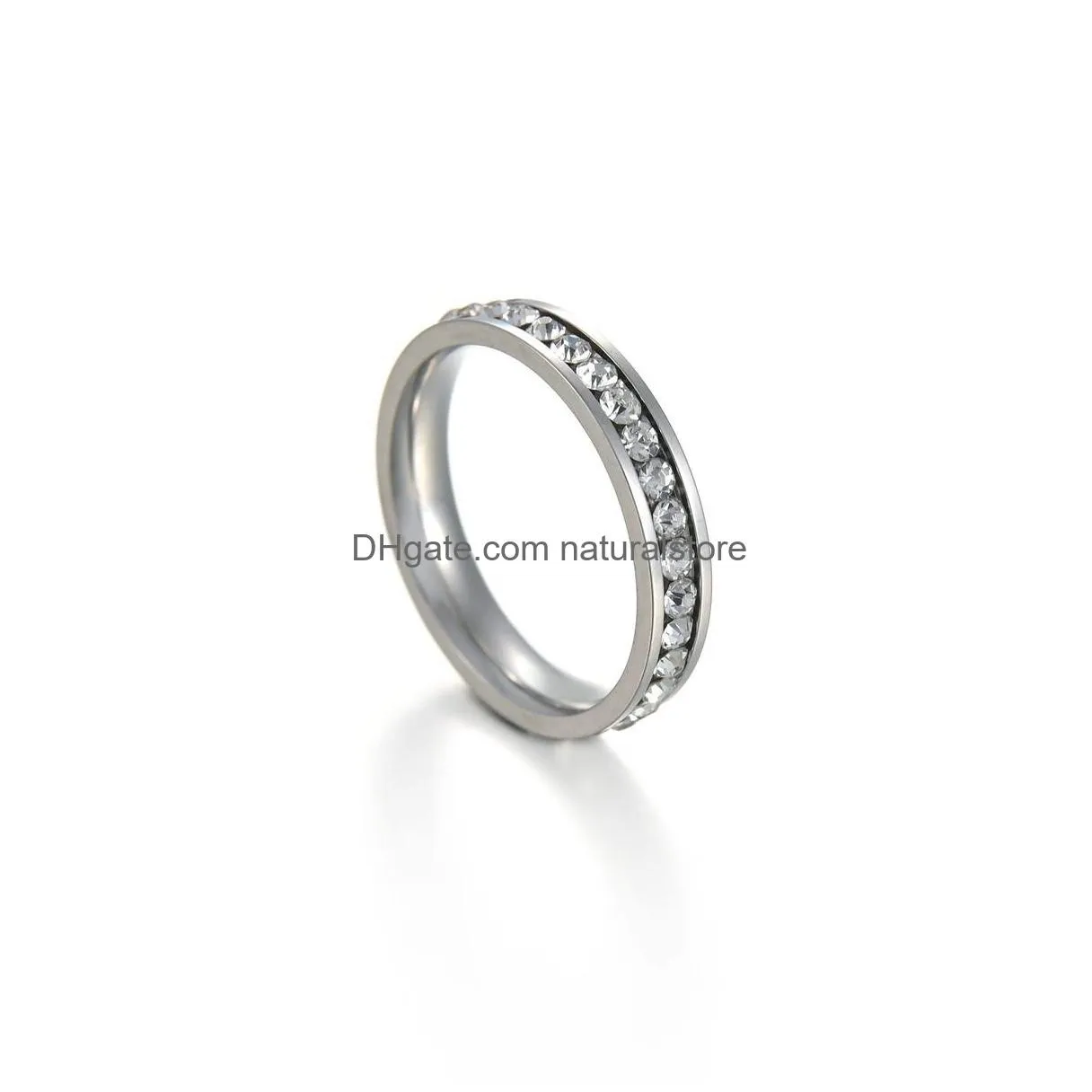 4mm single row drill ring band womens stainless steel rings wedding engagement fashion fine jewelry will and sandy