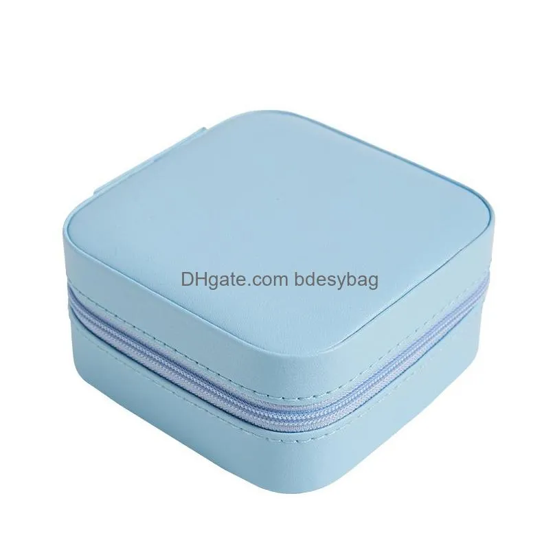 portable travel jewelry box pu leather storage organizer case double layer small jewelry boxes for necklace ring bracelet lipstick