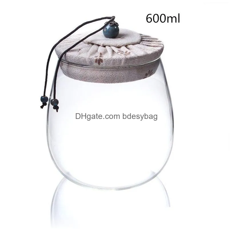 600ml glass storage jar kitchen food containers with lid glass bottle size 600 ml 4 color