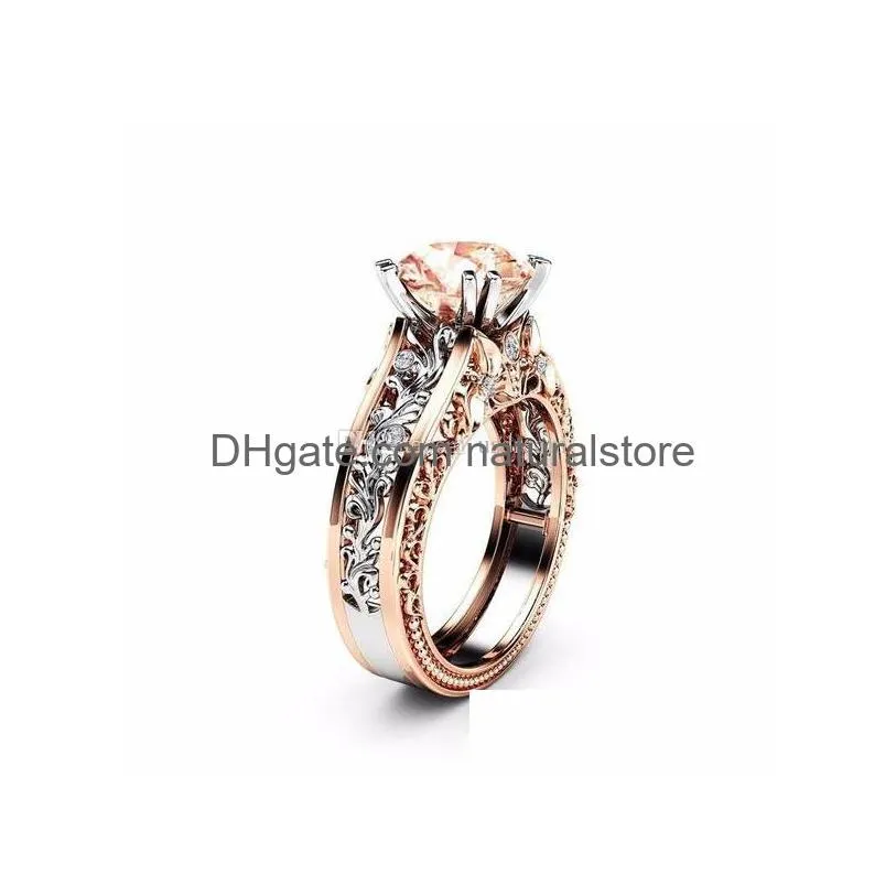 embossment flower diamond ring contrast color engagement wedding ring women rings fashion jewelry will and sandy gift