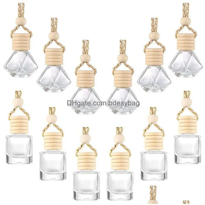 car hanging perfume bottle pendant fragrance empty glass bottles for  oils diffuser ornaments packing