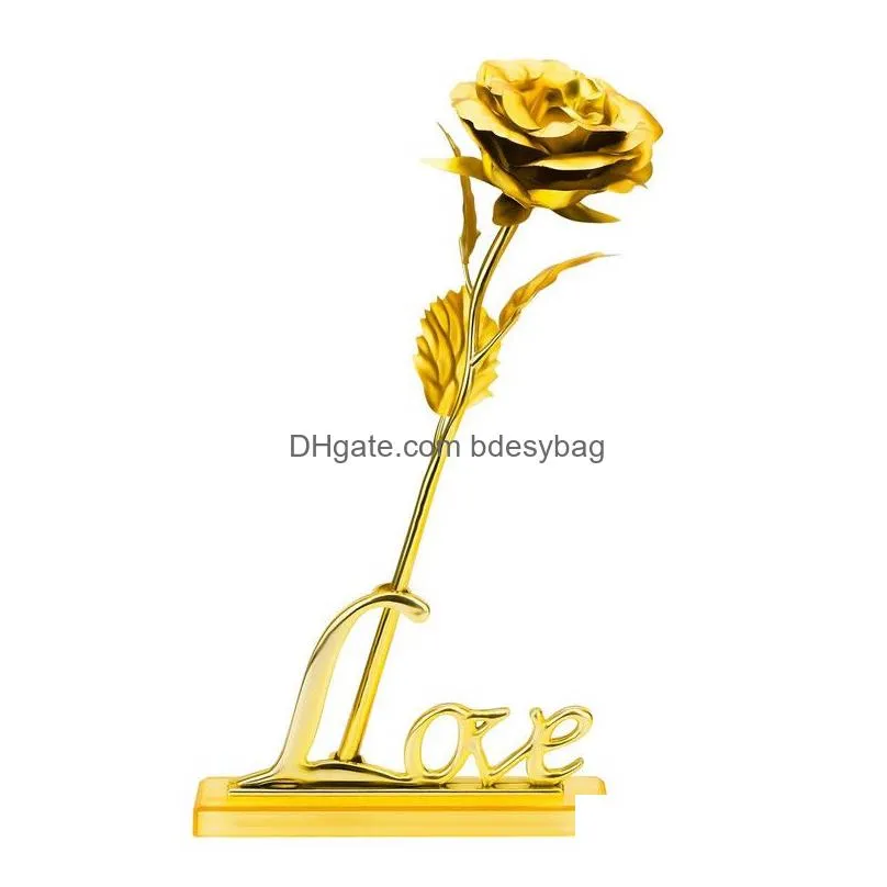 artificial gold foil plated rose wedding home decoration rose flower for birthday valentine mothers day gift