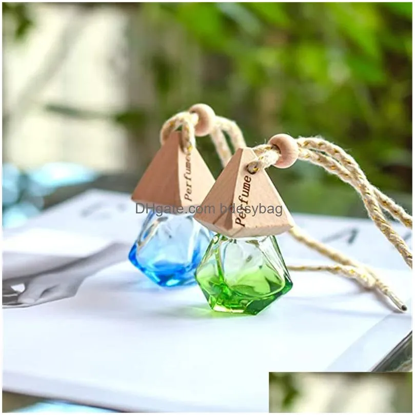 car decoration glass bottle refillable essence oil perfume bottles air freshener diffuser hanging empty container ornaments