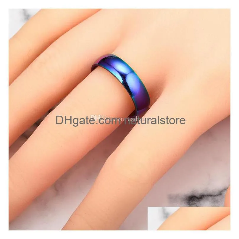 stainless steel rainbow ring band colorfull simple rings womens mens fashion jewelry will and sandy gift