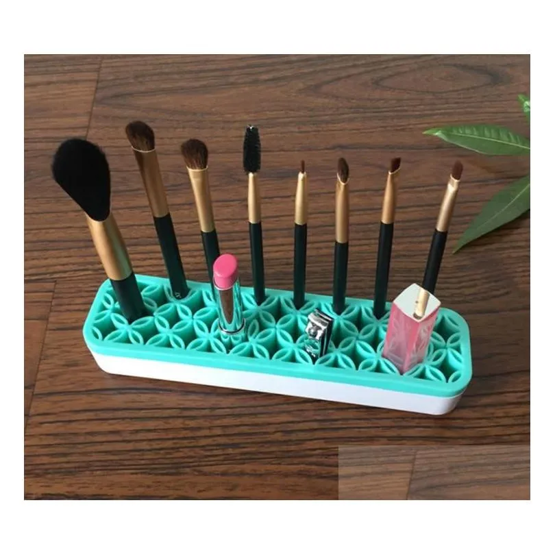 silicone makeup brush organizer storage box lipstick toothbrush pencil cosmetic brush holder stand multifunctional make up tool