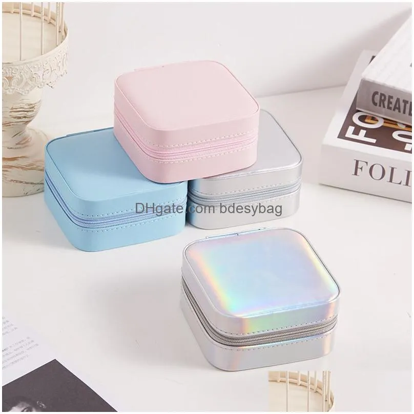 portable travel jewelry box pu leather storage organizer case double layer small jewelry boxes for necklace ring bracelet