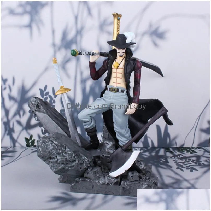 decompression toy 16cm anime one piece dracule mihawk figurine combat ver. pvc action figure collection model toys gift for collectible