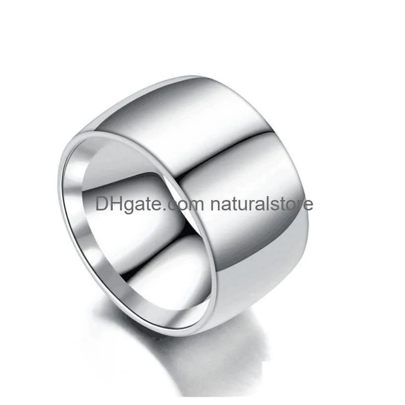 width 12mm stainless steel blank ring band finger black gold rings for men women fashion jewelry will and sandy