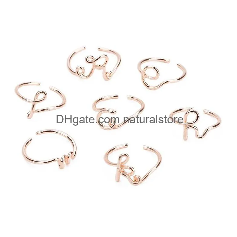 26 a-z english initital ring silver gold letter ring women rings fashion jewelry gift will and sandy