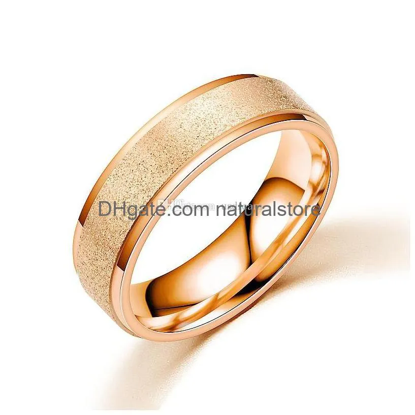 frosted ring band stainless steel dull polish silver gold women mens rings fashion jewelry will and sandy gift