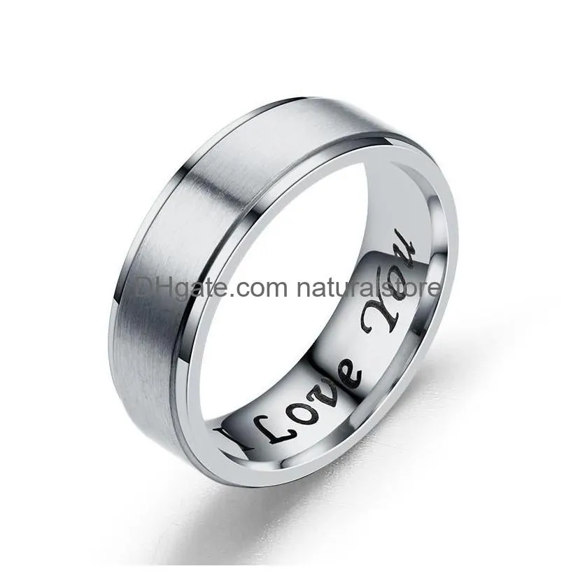 matte stainless steel i love you ring band engagement rings for women mens will and sandy fashion jewelry 080460